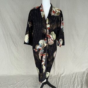 Japanese Princess Black Cotton Kimono Size OS
